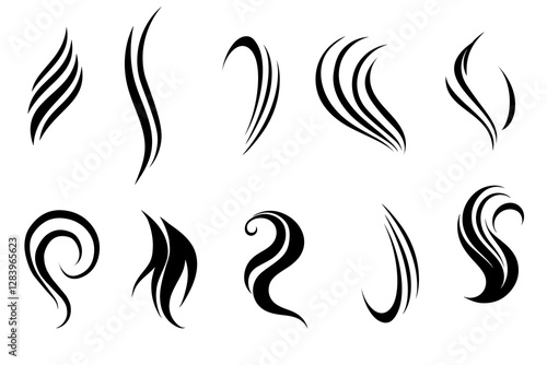 Big set of black hair styling for saloon vectors