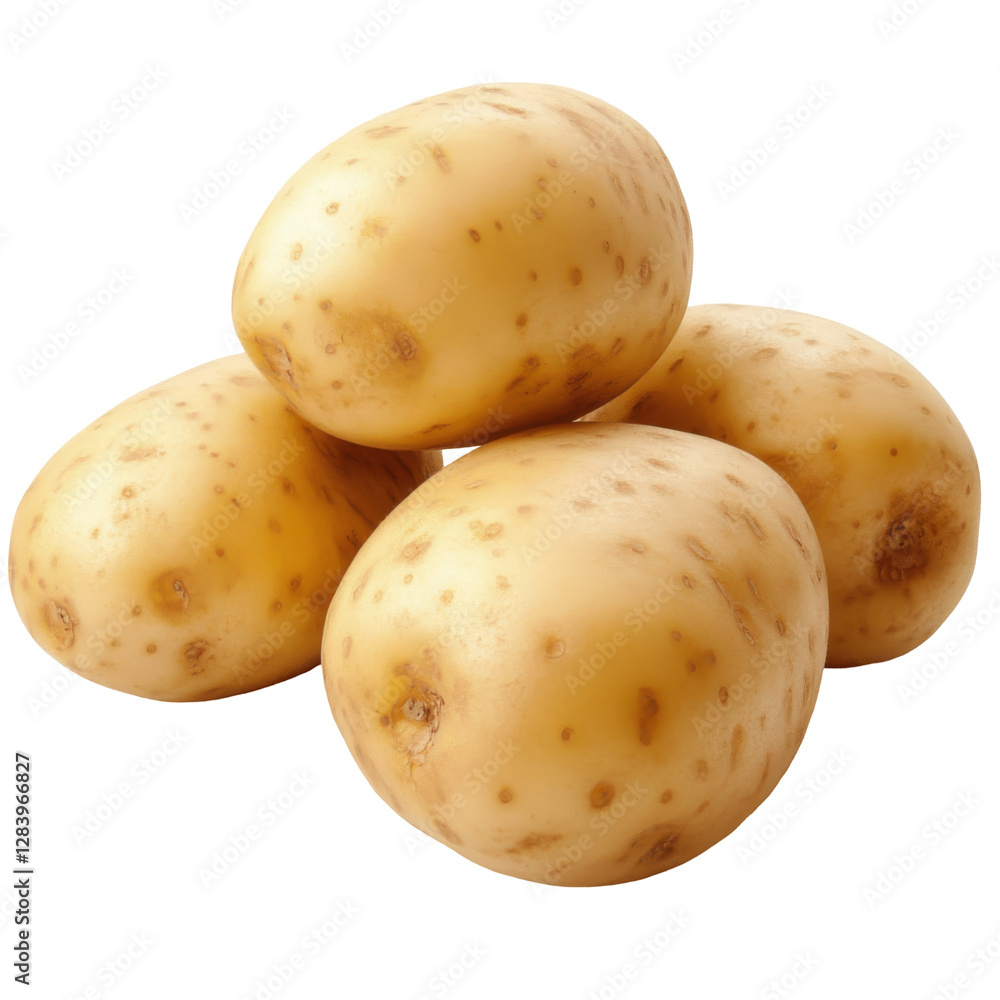 Fresh potatoes on transparent background png food photography natural setting close-up view Fresh potatoes on transparent background png food photography natural setting close-up view