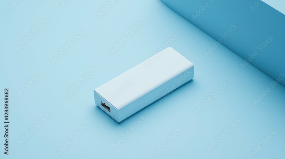 compact Bluetooth adapter with minimalistic design on pale blue background compact Bluetooth adapter with minimalistic design on pale blue background