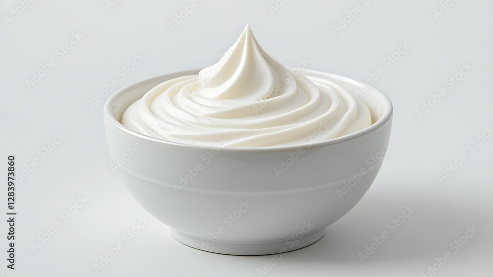 Smooth and Creamy White Yogurt in a Bowl – Dairy, Whipped, Fresh. Smooth and Creamy White Yogurt in a Bowl – Dairy, Whipped, Fresh.