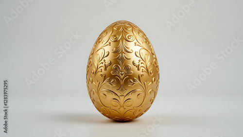 Luxury Golden Egg with Ornate Engraving | Decorative Fabergé-Style Easter Treasure.