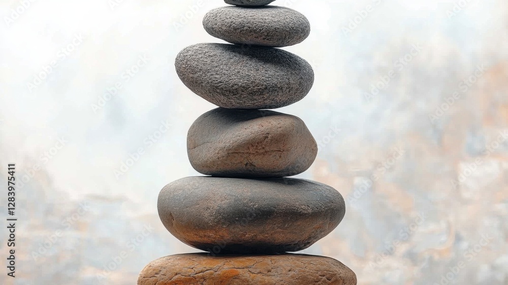 A serene stack of smooth stones balances harmoniously against a blurred background, symbolizing peace and mindfulness. A serene stack of smooth stones balances harmoniously against a blurred background, symbolizing peace and mindfulness.