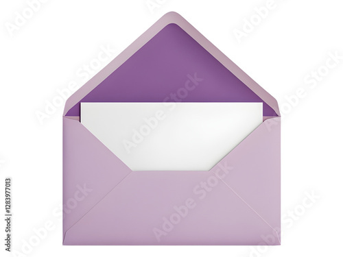 Envelope Opened With White Letterhead on a Transparent Background