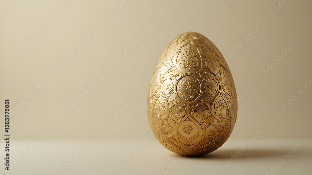 Luxury Golden Egg with Ornate Engraving | Decorative Fabergé-Style Easter Treasure. Luxury Golden Egg with Ornate Engraving | Decorative Fabergé-Style Easter Treasure.