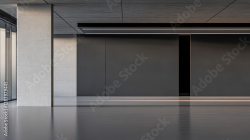Modern minimalist interior design with large open space and sleek lines