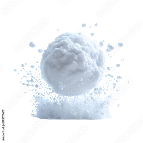 A Snowball Mid Flight in a Playful Snowball Fight Isolated on Transparent Background