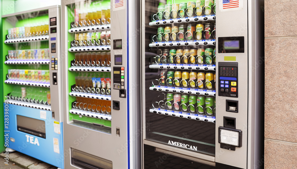 Modern Beverage Vending Machines Offering Tea and Drinks Modern Beverage Vending Machines Offering Tea and Drinks