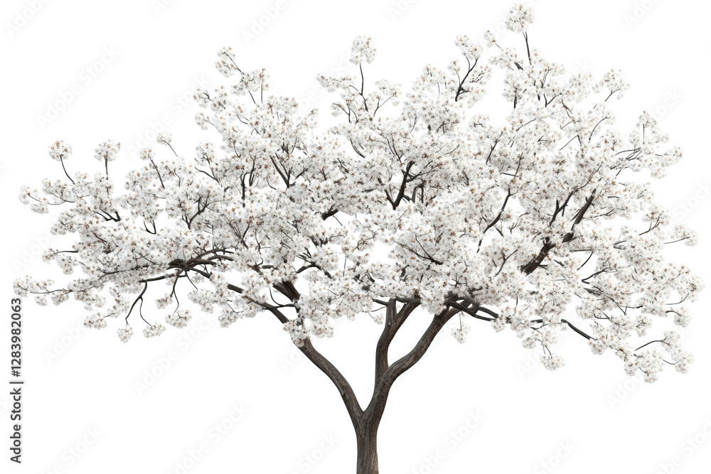 Fototapeta premium Blooming Tree with White Flowers - A Transparent Object in Nature