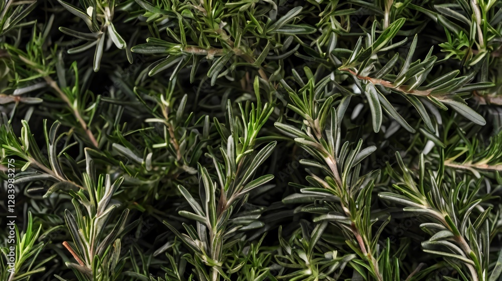Set of rosemary branches with top view Set of rosemary branches with top view
