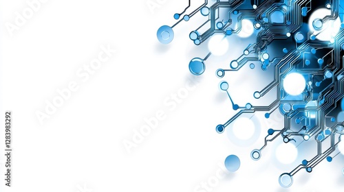 Abstract Technology Background with Circuits and Glowing Lights