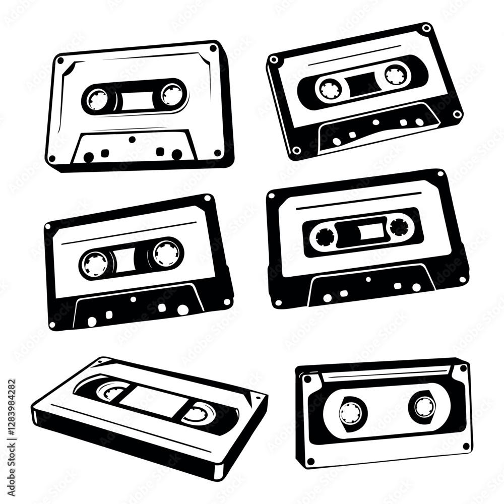 Naklejka premium audio cassette tape vector