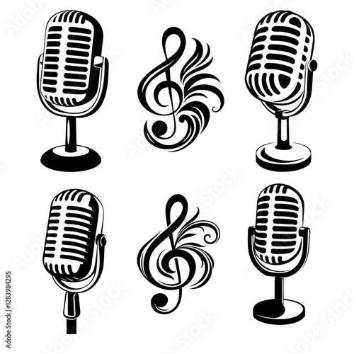 retro microphone vector illustration
