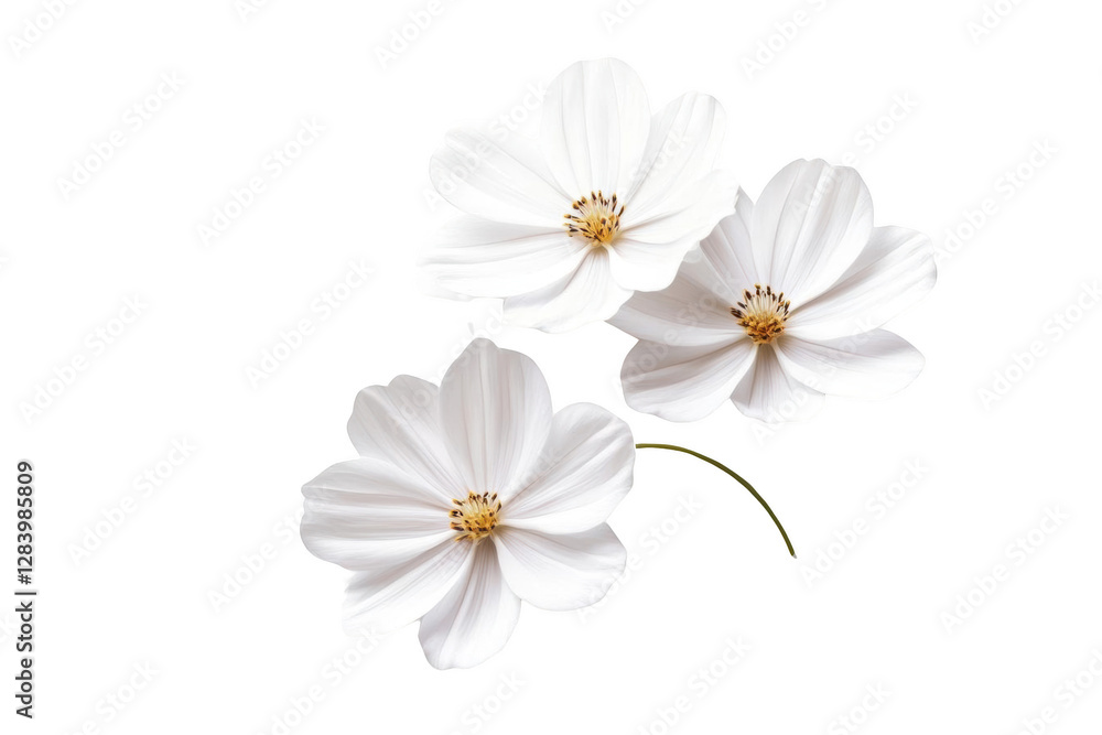 Fototapeta premium Delicate White Flowers Floating on a Black Background, a Study in Transparency