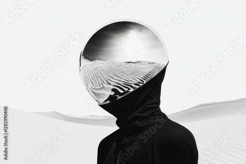 Surreal desert reflection mirroring nature in conceptual art photo