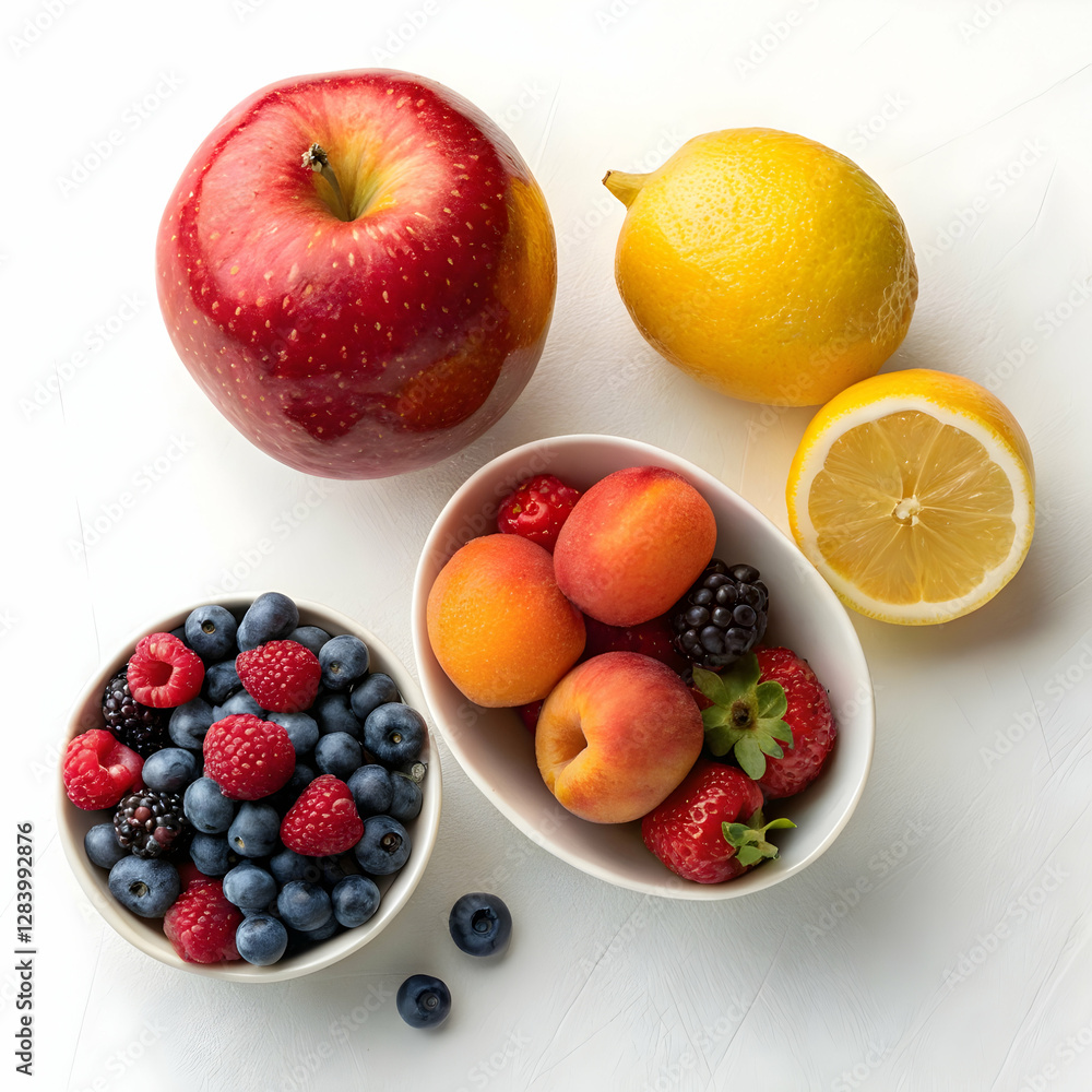 vibrant and ripe selection of assorted fruits including tropical and seasonal varieties, perfectly isolated on a white background vibrant and ripe selection of assorted fruits including tropical and seasonal varieties, perfectly isolated on a white background