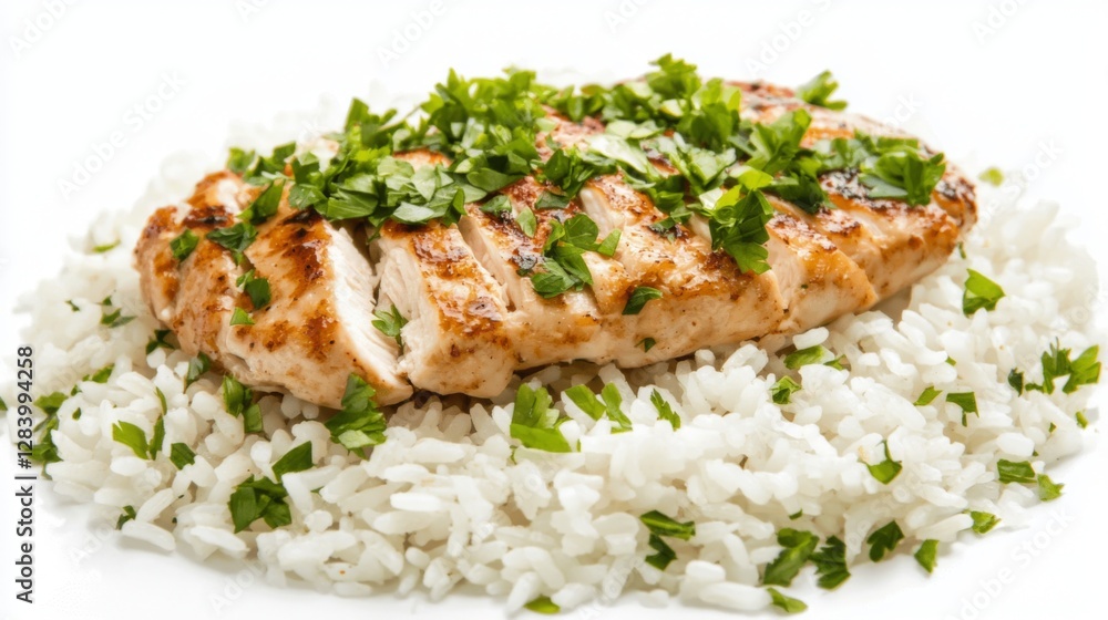 Perfectly steamed rice with a side of chicken, isolated against a plain white background. --chaos 20 --ar 16:9 --quality 2 --v 6.1 Job ID: 0bdf16d4-74c1-4c2e-802b-36dc84b6d55d Perfectly steamed rice with a side of chicken, isolated against a plain white background. --chaos 20 --ar 16:9 --quality 2 --v 6.1 Job ID: 0bdf16d4-74c1-4c2e-802b-36dc84b6d55d