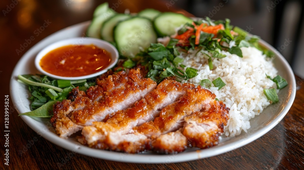 Red pork rice plated elegantly, with golden-brown pork slices, aromatic rice, and a side of sauce. --chaos 20 --ar 16:9 --quality 2 --v 6.1 Job ID: 782ebcac-c239-49a3-904c-a11173070bdb Red pork rice plated elegantly, with golden-brown pork slices, aromatic rice, and a side of sauce. --chaos 20 --ar 16:9 --quality 2 --v 6.1 Job ID: 782ebcac-c239-49a3-904c-a11173070bdb