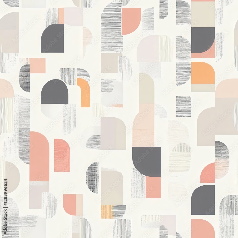 Seamless Subtle Pastel Geometric Wallpaper with Soft Shapes and Textures