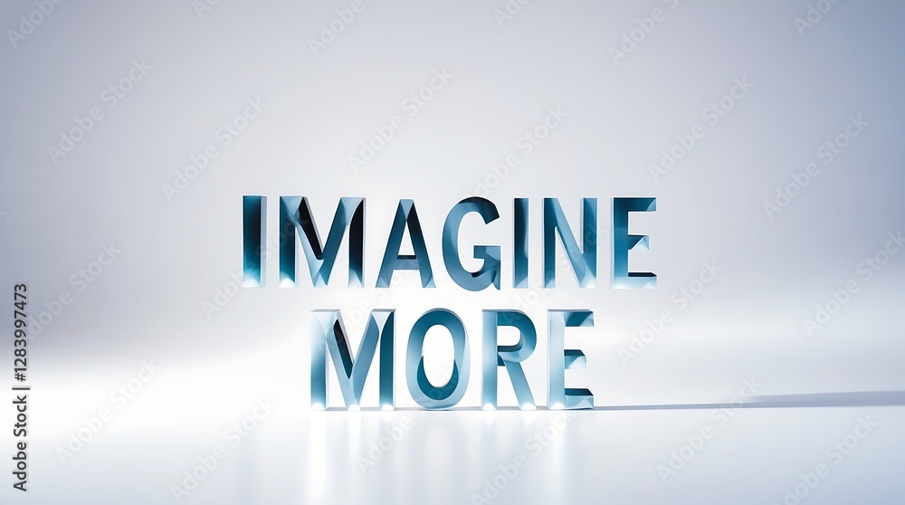Text in three-dimensional letters spelling Imagine More with a clear background Text in three-dimensional letters spelling Imagine More with a clear background