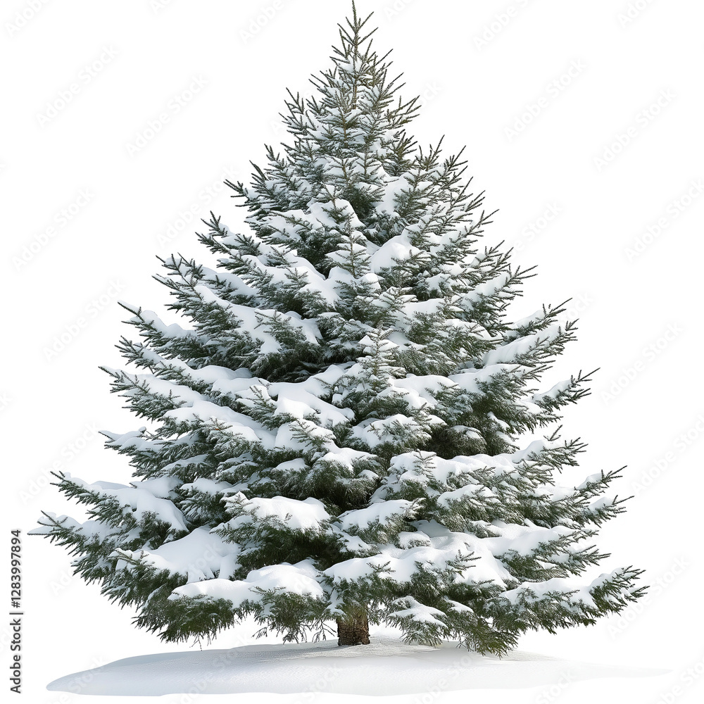 Fototapeta premium Snow-covered fir tree png isolated on transparent background