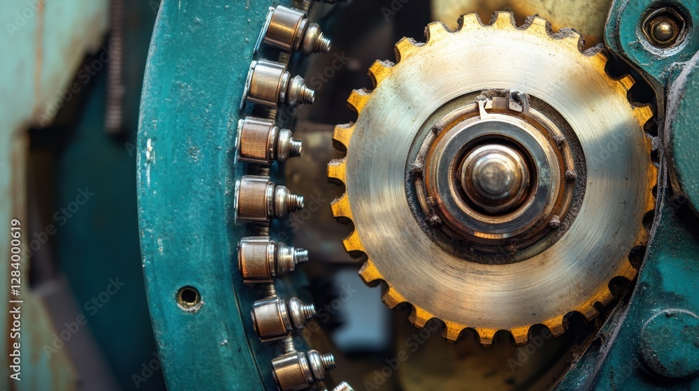 Close-up of ball bearings and drive belts inside an industrial motor, undergoing routine maintenance Close-up of ball bearings and drive belts inside an industrial motor, undergoing routine maintenance