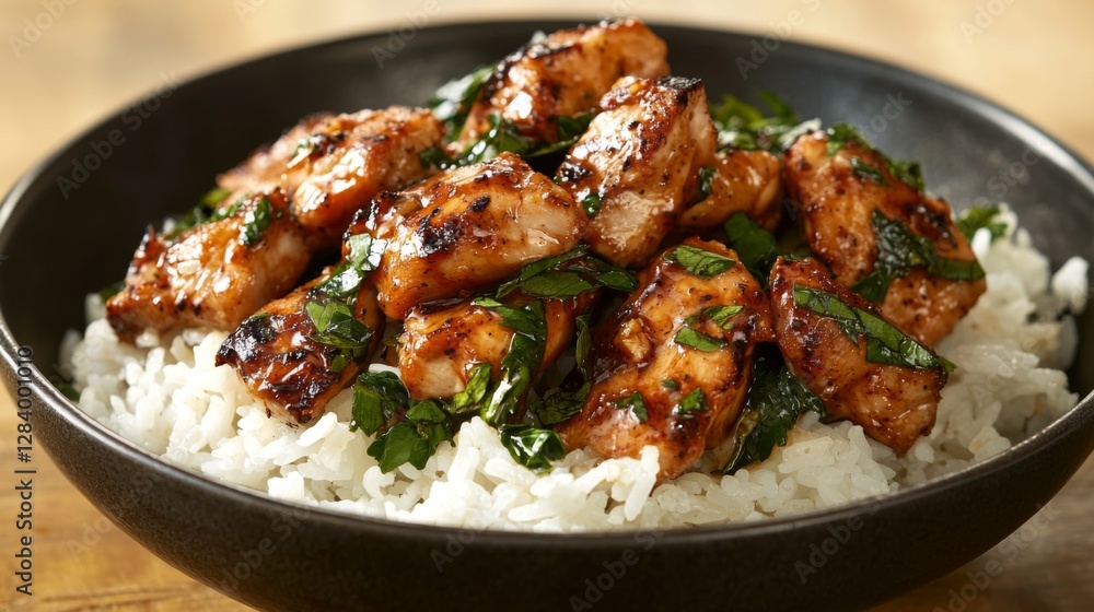 Steamed rice topped with chicken thigh slices, captured with no background distractions. --chaos 20 --ar 16:9 --quality 2 --v 6.1 Job ID: aaef8dd1-02c4-4db9-a80d-a17ee8928340 Steamed rice topped with chicken thigh slices, captured with no background distractions. --chaos 20 --ar 16:9 --quality 2 --v 6.1 Job ID: aaef8dd1-02c4-4db9-a80d-a17ee8928340