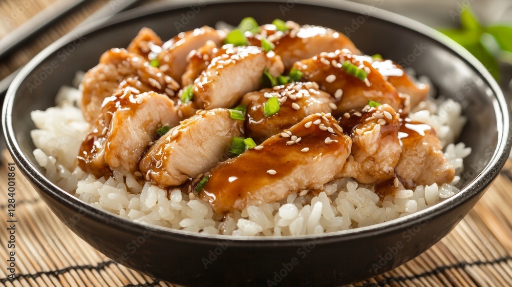 Steamed rice with generous portions of teriyaki chicken, displayed cleanly against a plain backdrop. --chaos 20 --ar 16:9 --quality 2 --v 6.1 Job ID: 5fd0c078-5fc1-43c7-aa92-77b769015261 Steamed rice with generous portions of teriyaki chicken, displayed cleanly against a plain backdrop. --chaos 20 --ar 16:9 --quality 2 --v 6.1 Job ID: 5fd0c078-5fc1-43c7-aa92-77b769015261