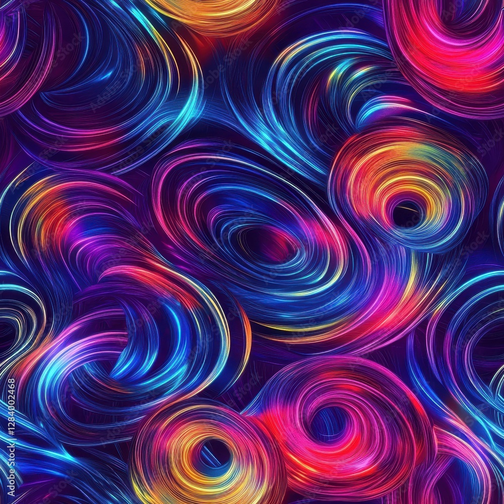 Seamless Vivid Psychedelic Swirls Wallpaper with Bright Color Patterns Seamless Vivid Psychedelic Swirls Wallpaper with Bright Color Patterns