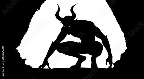 vector silhouette of devil on white background . Generative AI
