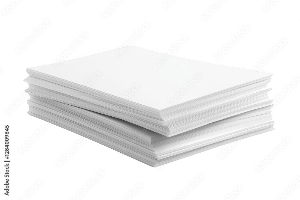Stack of Paper Creates a Minimalist Composition with Office Supplies Theme. Stack of Paper Creates a Minimalist Composition with Office Supplies Theme.
