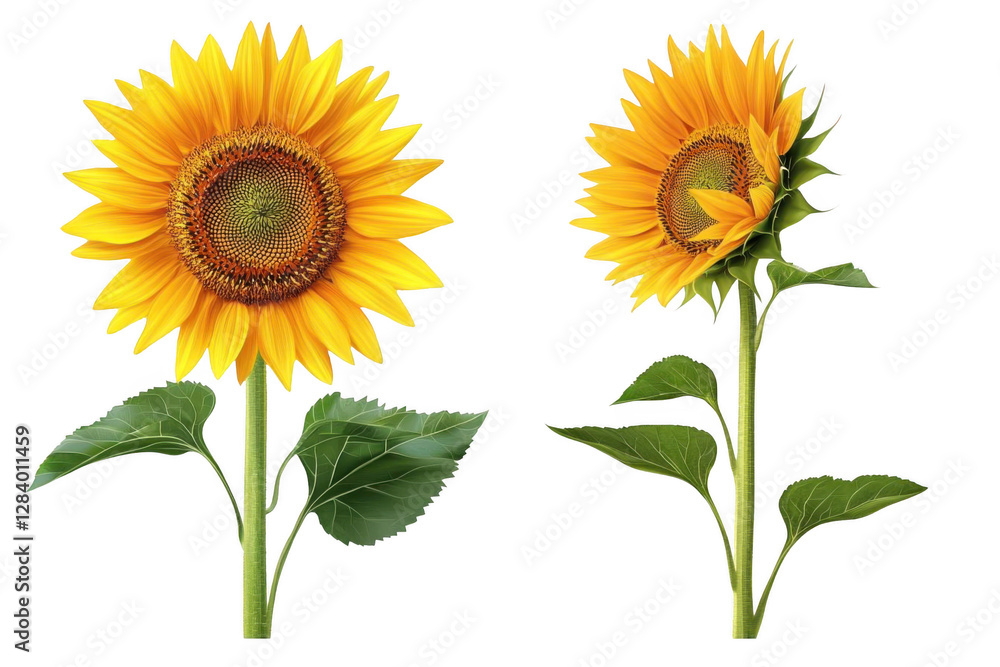 Obraz premium Sunflowers Stand Tall Against Black Background, Showing Beauty and Growth. Detailed Sunflower Illustration