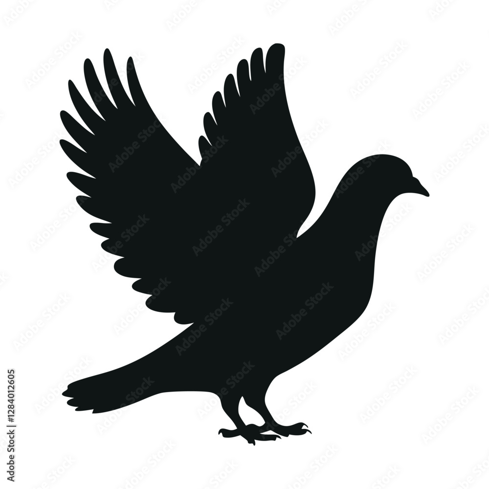 Fototapeta premium A silhouette of a pigeon with its wings outstretched