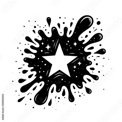 Star with ink splashes