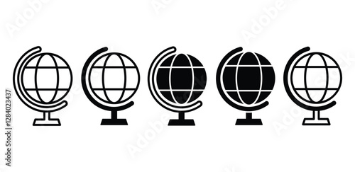 globe earth on stand school education icon vector design black white color simple illustration set