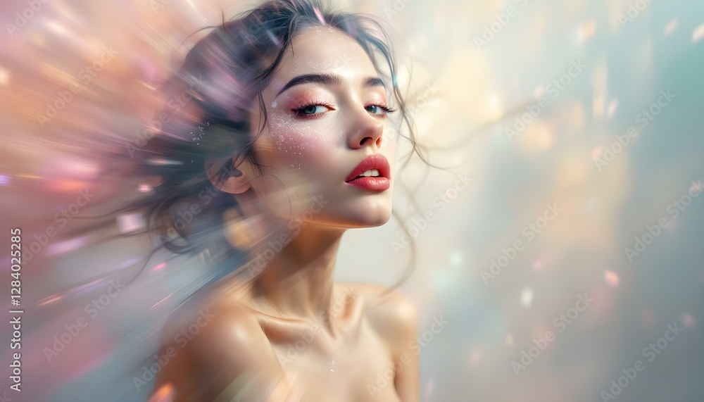 Ethereal Beauty: A Mesmerizing Portrait of a Woman with Starry Makeup
