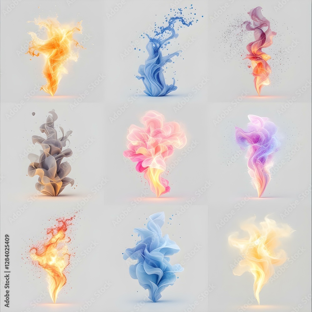 Colorful Smoke and Fire Effects Collage