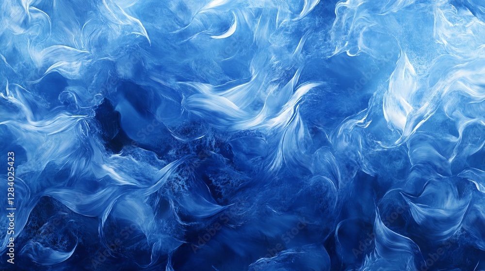 Blue and white tie-dye pattern on silk. Hand-painted using the nodular batik method. This is a type of shibori dyeing. Blue and white tie-dye pattern on silk. Hand-painted using the nodular batik method. This is a type of shibori dyeing.