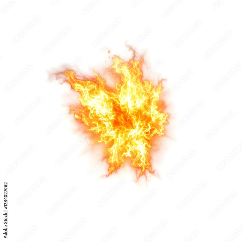 Fiery Explosion with White Background