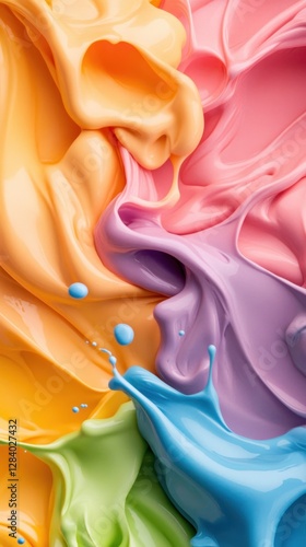 Bright and lively hues of orange pink purple and blue swirl together in an artistic display. This textured backdrop offers ample space for creative projects and designs