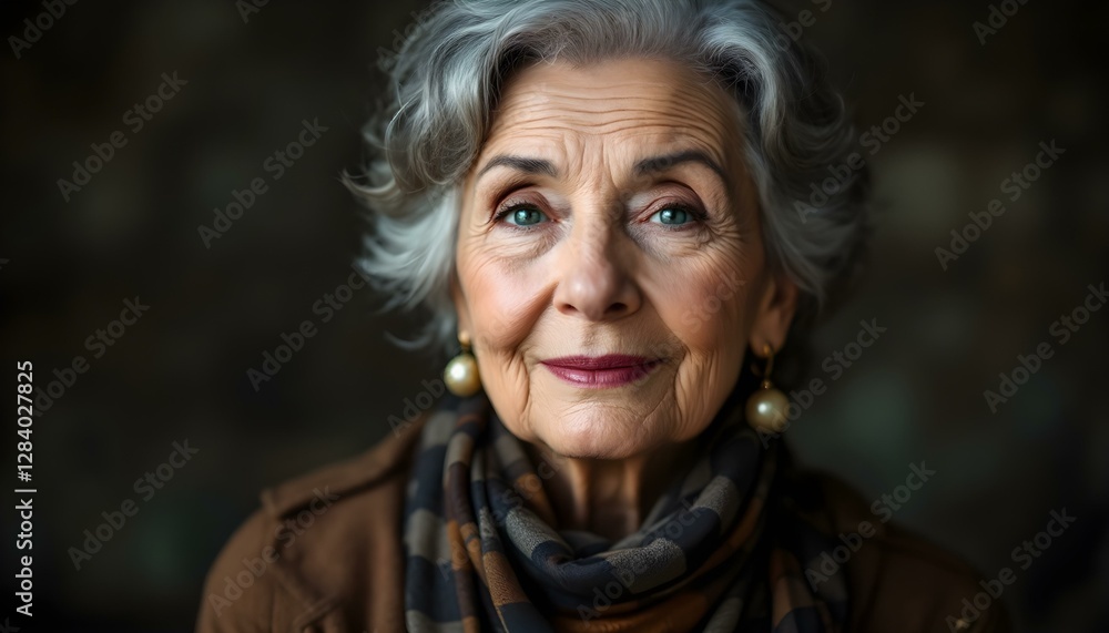 Ageless Elegance: A Portrait of an Elderly Woman with Silver Hair