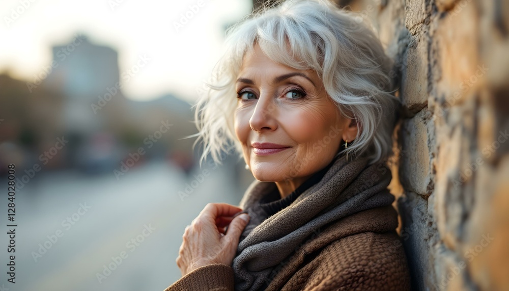 Aged Beauty in the City: A Portrait of a Senior Woman