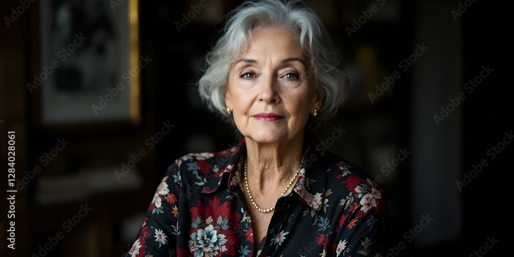 Ageless Elegance: A Senior Woman's Portrait in a Luxurious Setting