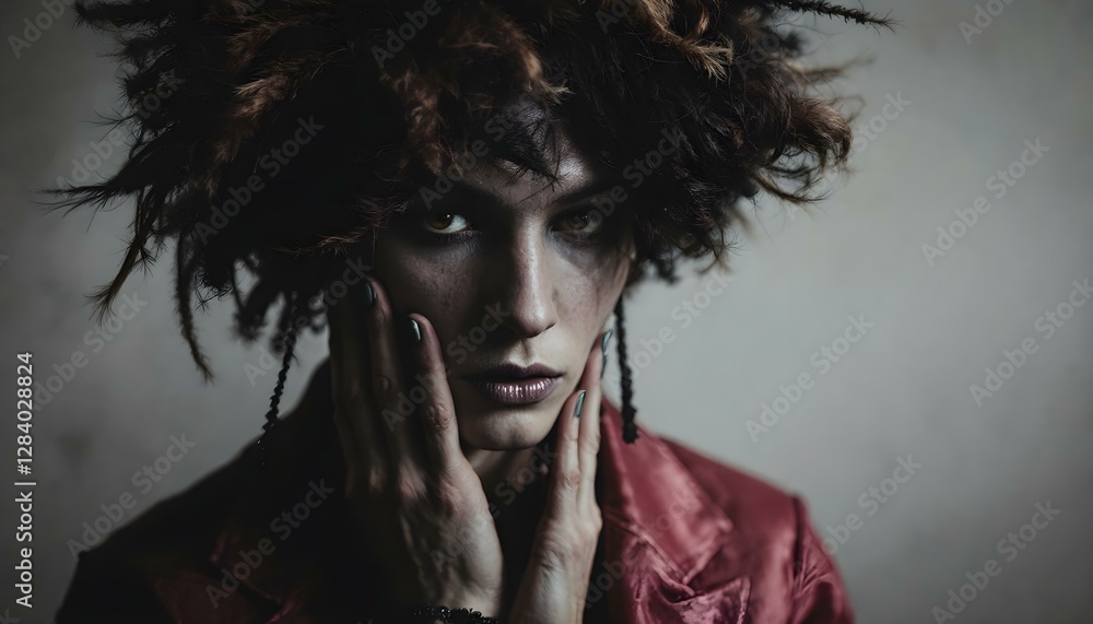 Dramatic Makeup and Red Jacket