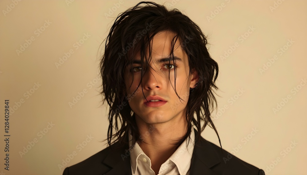 Confident Young Man in Black Suit Jacket and White Dress Shirt