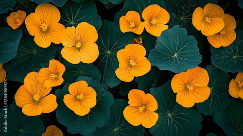 Vibrant Orange Flowers Amidst Deep Green Foliage: A Summer Garden Close-Up AI Generated