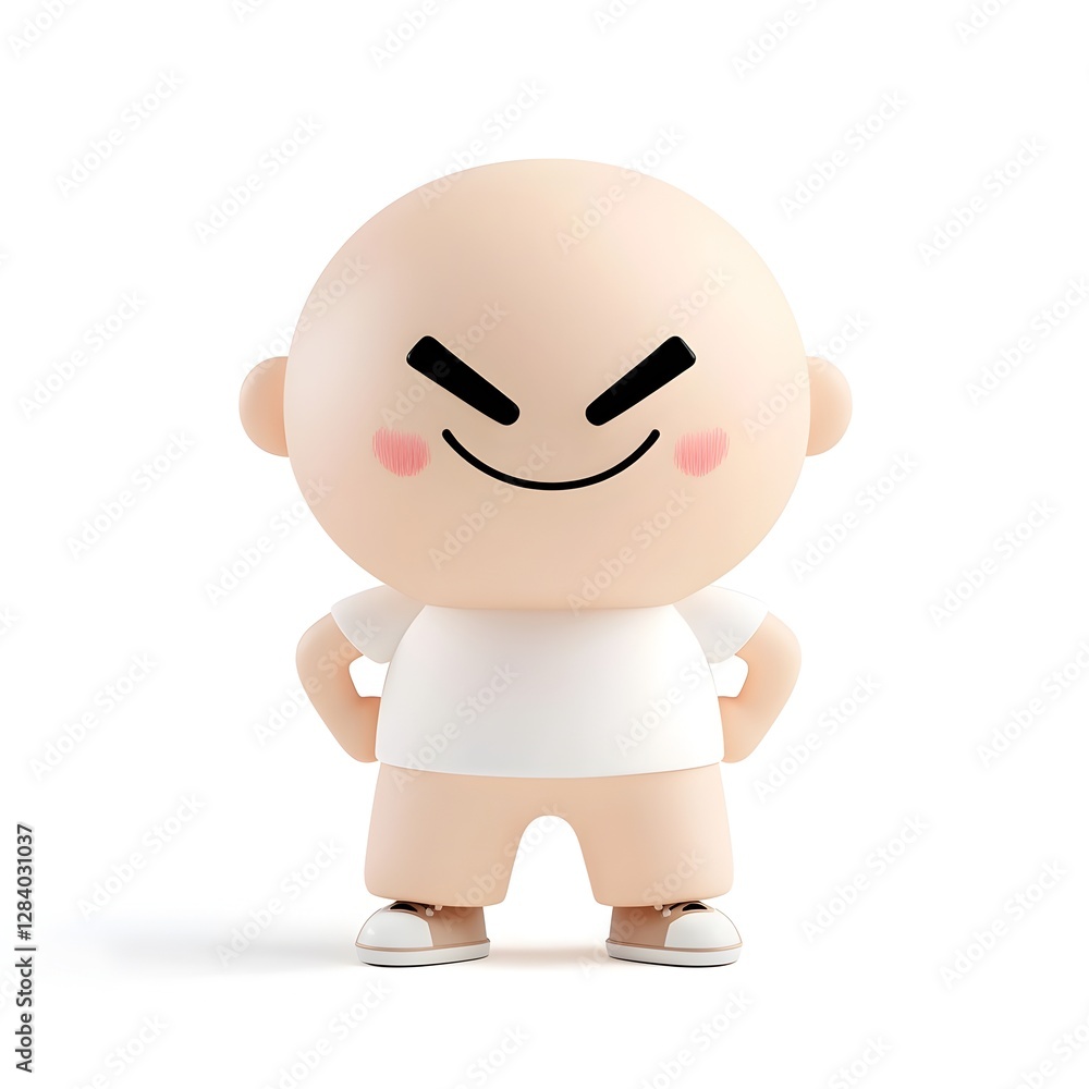 Fototapeta premium Cute Smirking Character Portrait on Clean White Background