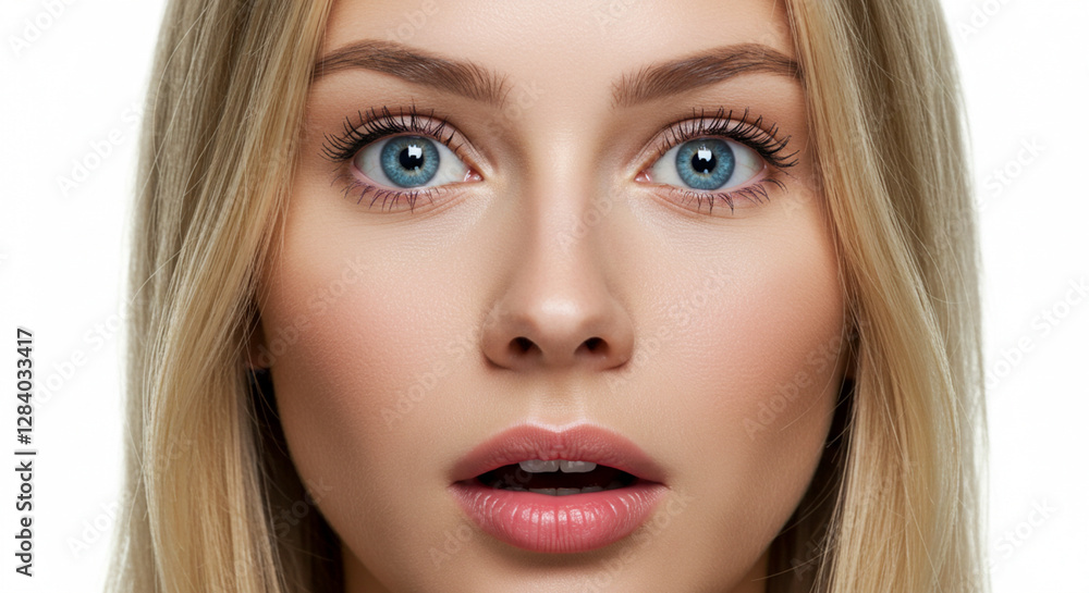 Young woman with a look of surprise on her face Young woman with a look of surprise on her face