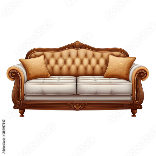 Elegant Tufted Sofa with Ornate Details