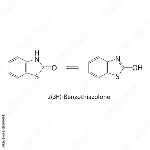 2(3H)-Benzothiazolone skeletal structure.Lactam compound schematic illustration. Simple diagram, chemical formula.