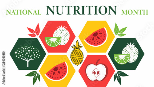 National Nutrition Month Banner, Promoting Healthy Eating and Lifestyles
